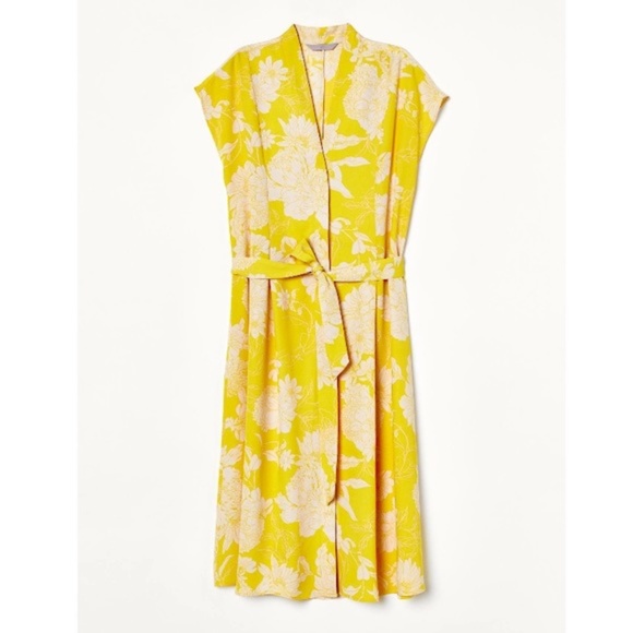 H&M Dresses & Skirts - H&M Yellow Floral Dress with Tie waist Size L